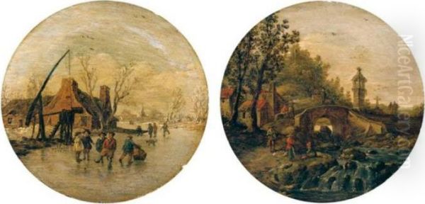 Winter And Summer Landscapes Oil Painting by Jan van Goyen