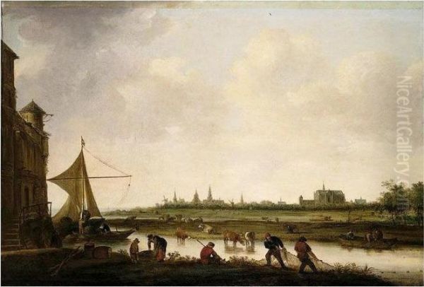 A View Of The City Of Leiden Oil Painting by Jan van Goyen