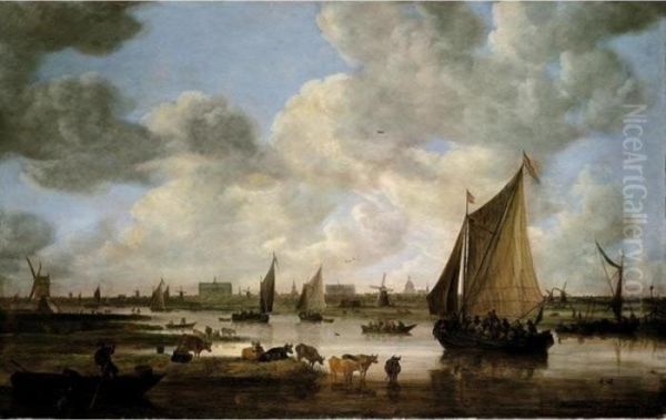 Leiden - The Hague Oil Painting by Jan van Goyen