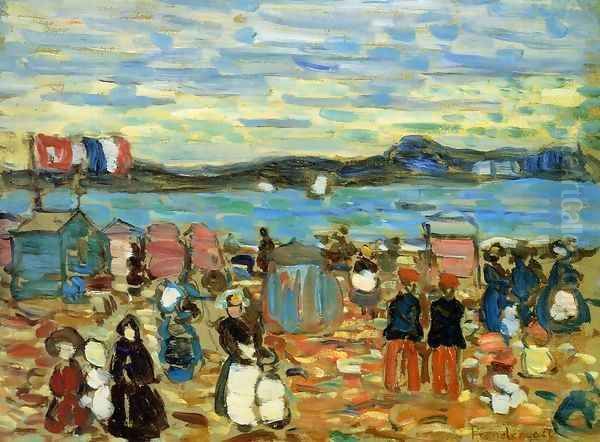 Bathing Tents, St. Malo 1907 Oil Painting by Henri De Toulouse-Lautrec