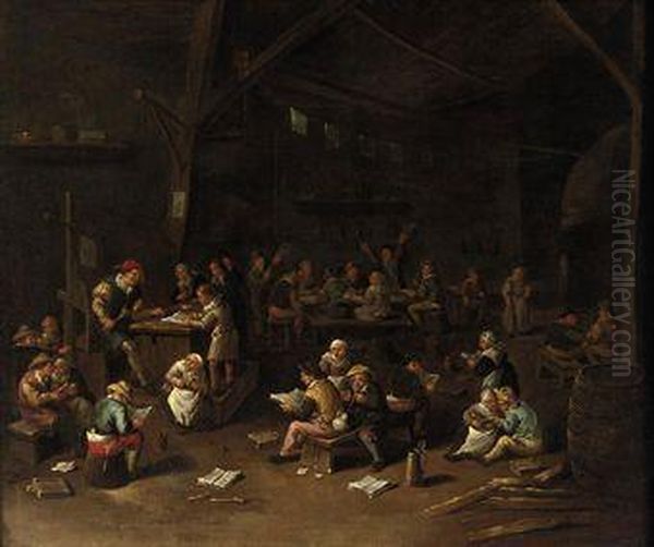 A School Interior With Children Learning To Read And Write Oil Painting by Egbert Jaspersz. van, the Elder Heemskerck