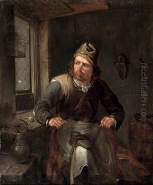 A Cobbler In His Workshop Oil Painting by Egbert Jaspersz. van, the Elder Heemskerck