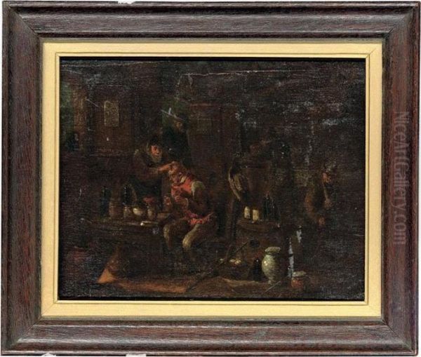 A Doctor Treating A Patient In An Interior Oil Painting by Egbert Jaspersz. van, the Elder Heemskerck