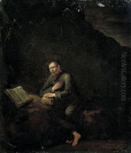 Saint Jerome In The Wilderness Oil Painting by Egbert Jaspersz. van, the Elder Heemskerck