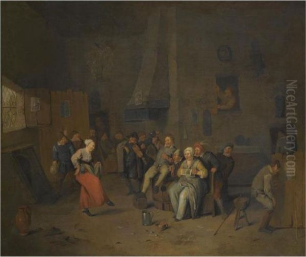 An Interior With Inebriated Villagers Making Merry Oil Painting by Egbert Jaspersz. van, the Elder Heemskerck