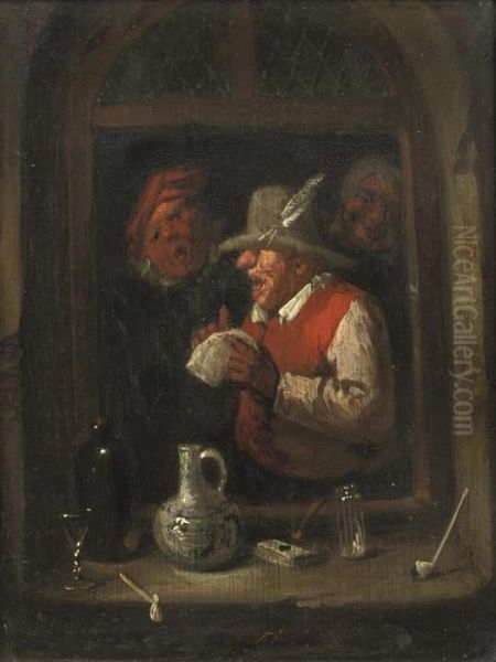 The Rhetoricians At A Window Oil Painting by Egbert Jaspersz. van, the Elder Heemskerck