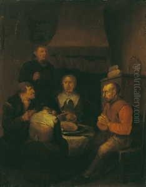 Bauerliche Mahlzeit. Oil Painting by Egbert Jaspersz. van, the Elder Heemskerck