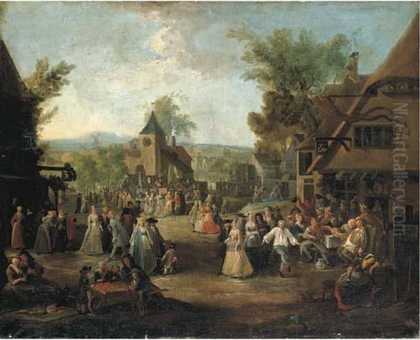 A Town Kermesse Oil Painting by Egbert Jaspersz. van, the Elder Heemskerck