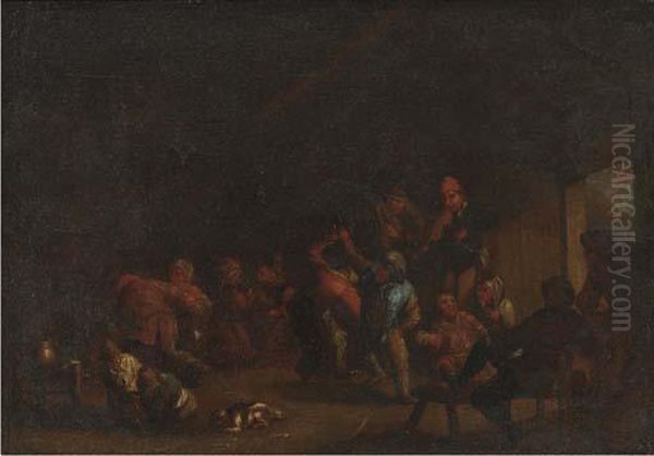 Peasants Carousing In An Interior Oil Painting by Egbert Jaspersz. van, the Elder Heemskerck