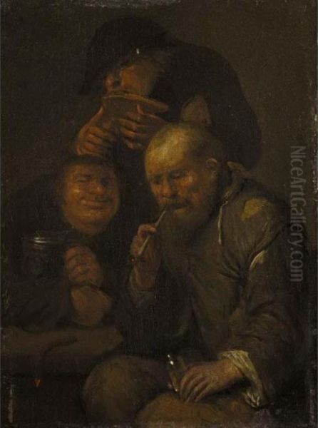 Peasants Drinking And Smoking Oil Painting by Egbert Jaspersz. van, the Elder Heemskerck