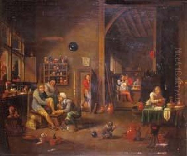 La Bottega Del Cerusico Oil Painting by Egbert Jaspersz. van, the Elder Heemskerck