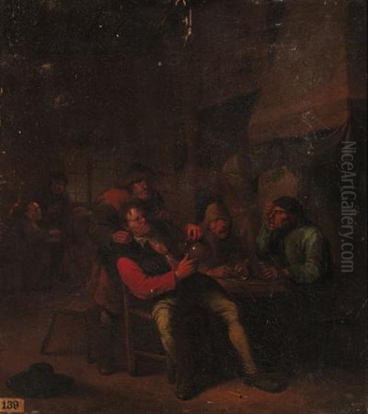 Peasants Carousing In An Inn Oil Painting by Egbert Jaspersz. van, the Elder Heemskerck