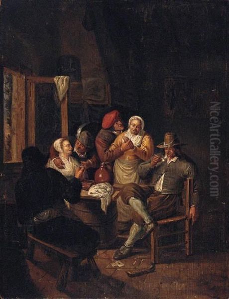 Peasants In A Cottage Interior Oil Painting by Egbert Jaspersz. van, the Elder Heemskerck