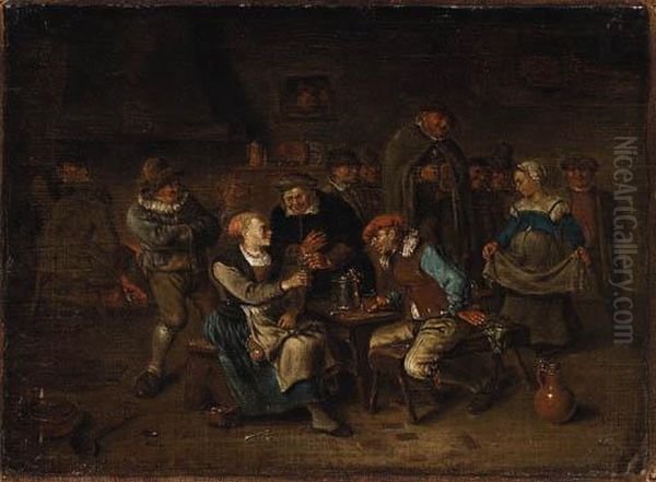 Peasants Merry Making In A Tavern Oil Painting by Egbert Jaspersz. van, the Elder Heemskerck