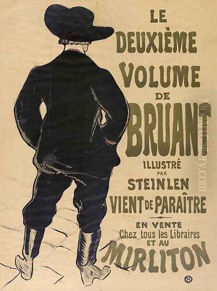 Aristide Bruant (Bruant au Mirliton) Oil Painting by Henri De Toulouse-Lautrec