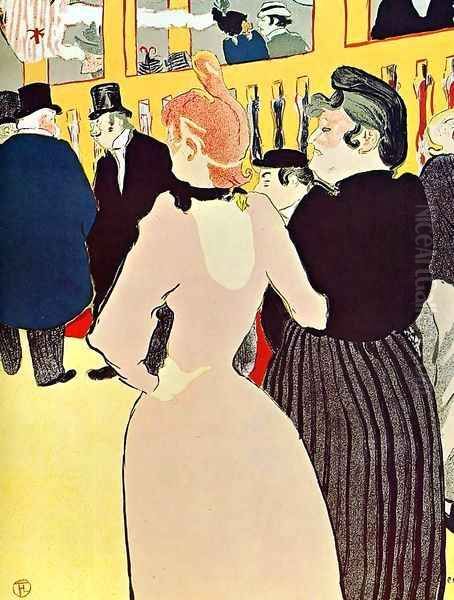 At the Moulin Rouge La Goulue with Her Sister 1892 Oil Painting by Henri De Toulouse-Lautrec