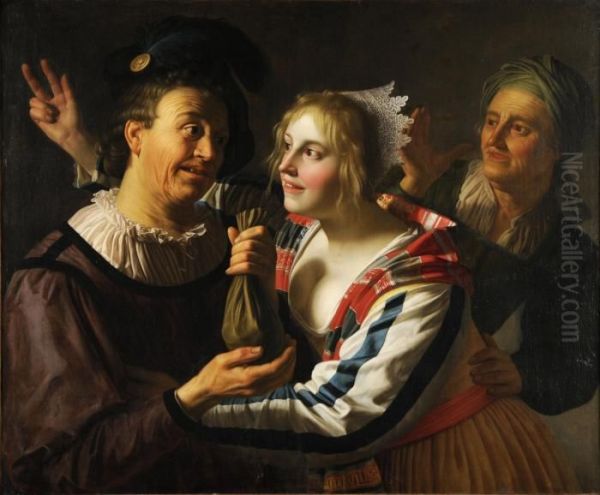 Lentremetteuse Oil Painting by Gerrit Van Honthorst