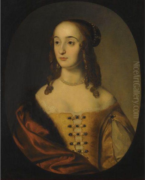 Portrait Of Henriette Marie Princess Palatine (1626-1651) Oil Painting by Gerrit Van Honthorst