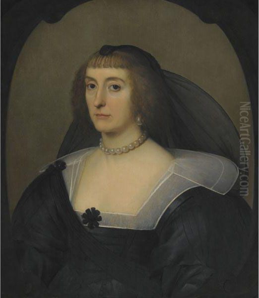 Portrait Of Elizabeth Of Bohemia (1596-1662) Oil Painting by Gerrit Van Honthorst