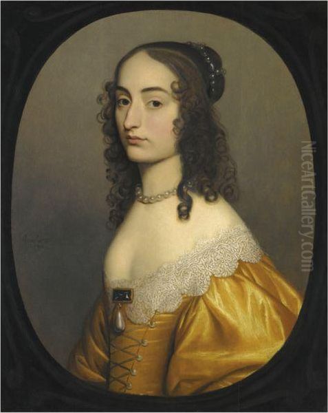 Portrait Of Princess Louise Hollandine (1622-1709) Oil Painting by Gerrit Van Honthorst