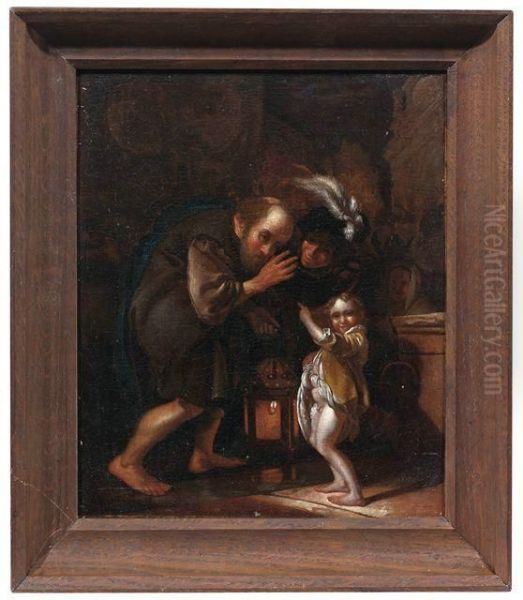 Diogenes Auf Der Suche Nach Einem Ehrlichen Menschen Wird Von Einem Kind Verspottet. Oil Painting by Gerrit Van Honthorst