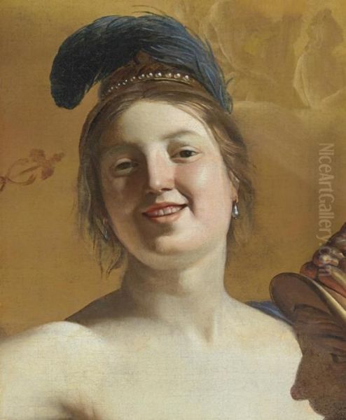 Head Of A Smiling Girl Oil Painting by Gerrit Van Honthorst