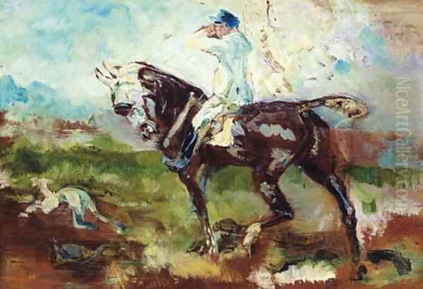 Cavalier suivant une chasse à courresigned Oil Painting by Henri De Toulouse-Lautrec