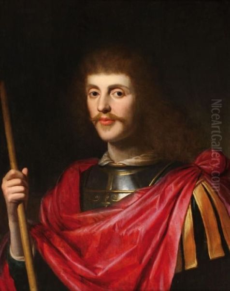 Portrait Of Agentleman In Armour-suit, Bust-length Oil Painting by Gerrit Van Honthorst