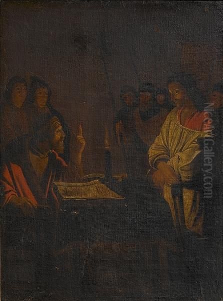 Christ Before Caiaphas Oil Painting by Gerrit Van Honthorst