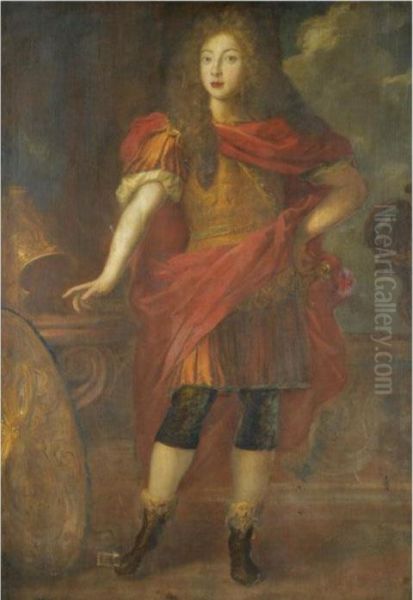 Portrait Of A Nobleman, Full Length, Wearing Classical Dress Oil Painting by Gerrit Van Honthorst