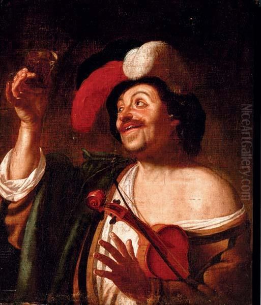 A Merry Musician Oil Painting by Gerrit Van Honthorst