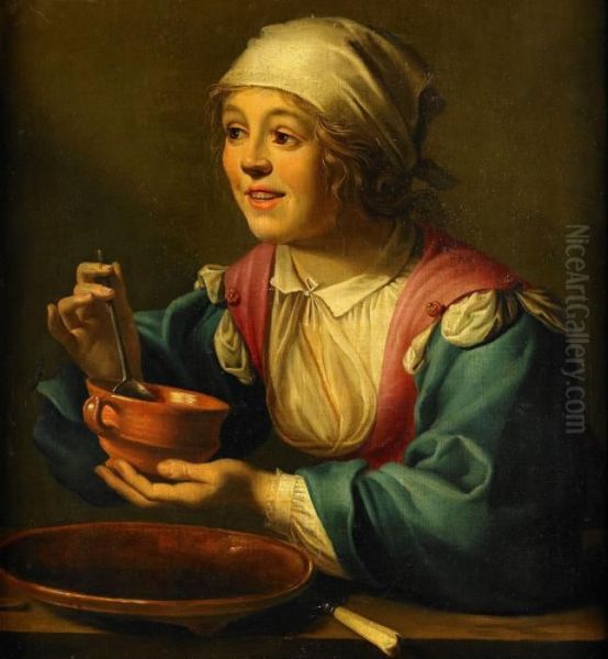 Kvinna Med Skal Oil Painting by Gerrit Van Honthorst