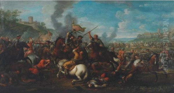 Cavalry Skirmish In An Extensive
 Landscape (prince Eugene De Savoy