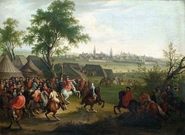 Belagerung Einer Stadt Mit Ausruckendem Feldherr Oil Painting by Jan von Huchtenburgh