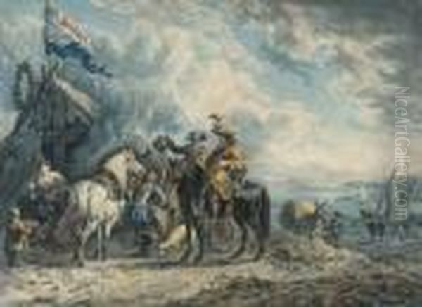 Johan : Campementmilitaire Oil Painting by Jan von Huchtenburgh