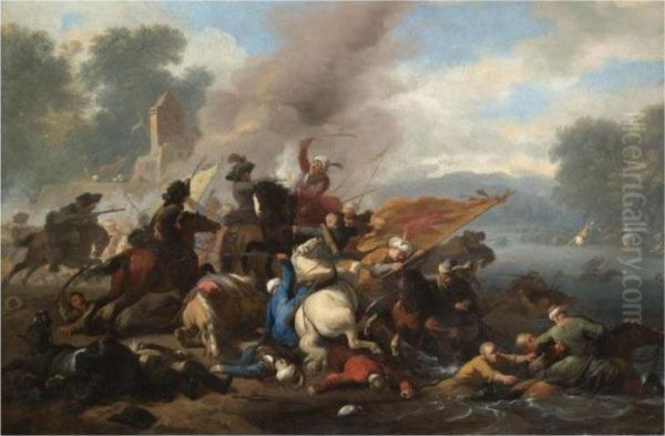 The Skirmish Oil Painting by Jan von Huchtenburgh