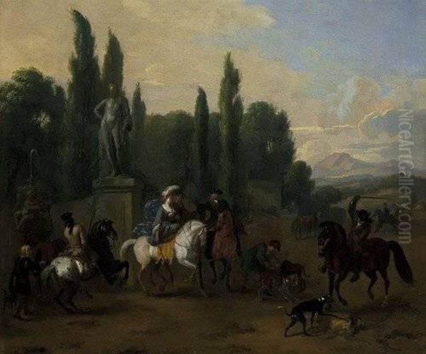 Zugeschrieben: Italienisch Oil Painting by Jan von Huchtenburgh