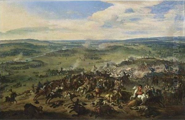 The Battle At Blenheim, Near Hochstadt (bavaria), 13 August 1704 Oil Painting by Jan von Huchtenburgh