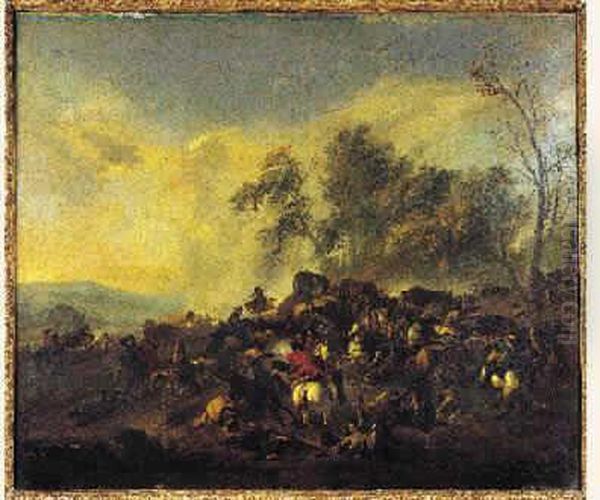 Charge De Cavalerie Oil Painting by Jan von Huchtenburgh