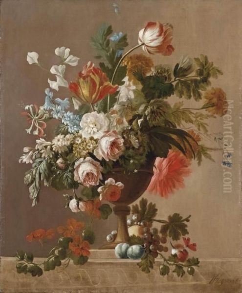 Vaso Di Fiori Oil Painting by Jan Van Huysum