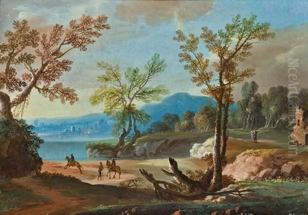 Sudliche Landschaft Mit Reitern Oil Painting by Jan Van Huysum