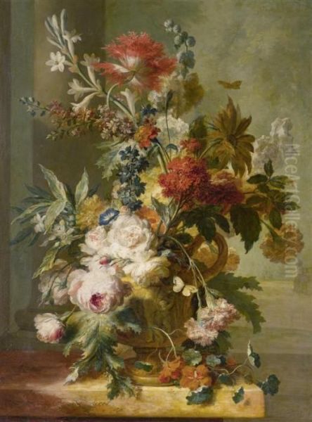 Large Floral Still Life Oil Painting by Jan Van Huysum