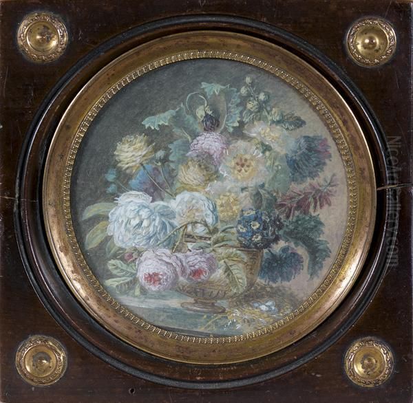 Bouquet De Fleurs Dans Un Panier Oil Painting by Jan Van Huysum