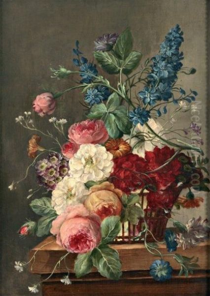 Corbeille De Fleurs Oil Painting by Jan Van Huysum