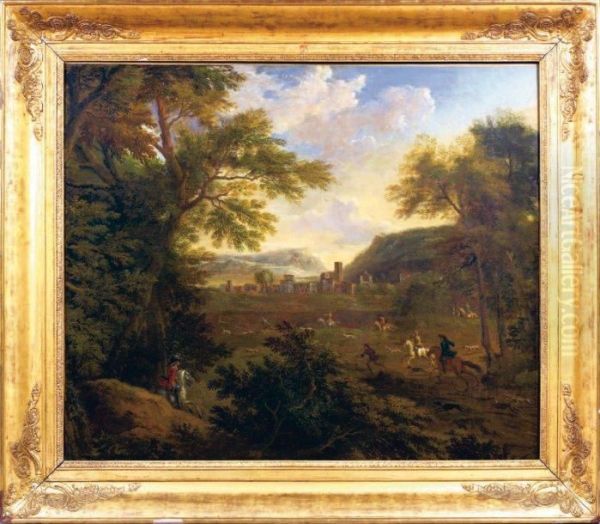 Paysage Avec Scene De Chasse Oil Painting by Jan Van Huysum