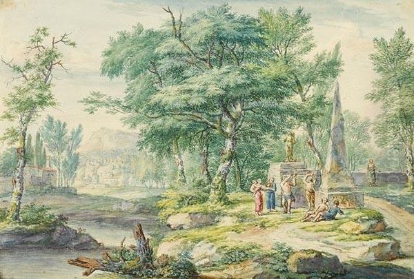 Arkadische Landschaft Oil Painting by Jan Van Huysum