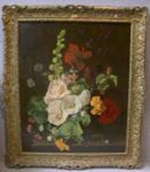 Description
Follower Of Jan Van Huysum Hollyhocks And Other Flowers With Snails On A Stone Ledge Oil Painting by Jan Van Huysum