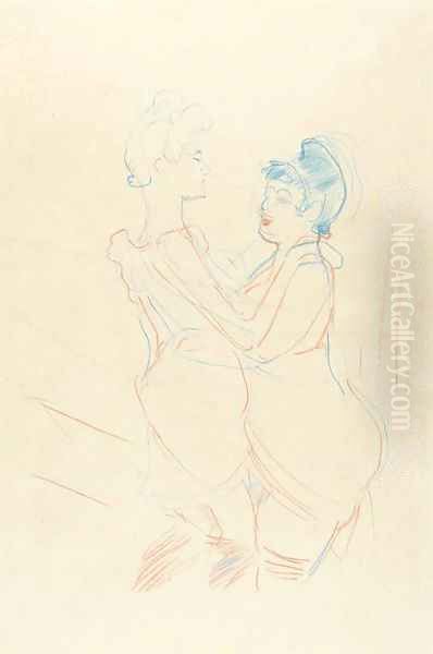 Femmes dansant Oil Painting by Henri De Toulouse-Lautrec