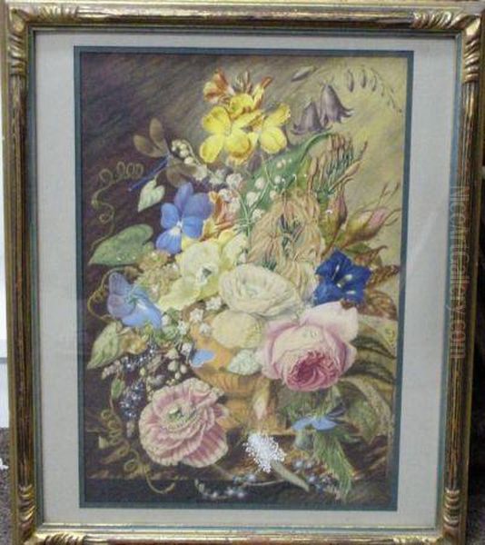 Elaborate Floral Still Life Oil Painting by Jan Van Huysum