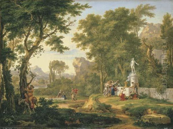 Worship Of Bacchus Oil Painting by Jan Van Huysum